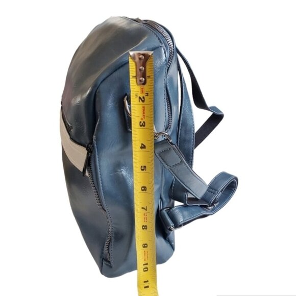 Faux Leather grayish blue back pack - Picture 9 of 12